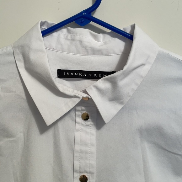 Ivanka Trump White Button Front Shirt- M - Picture 3 of 8
